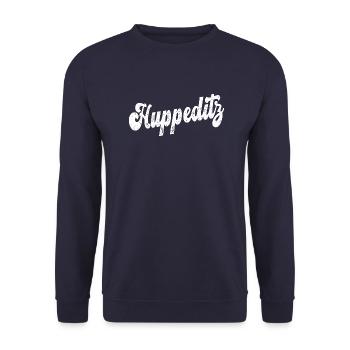 Westerwald Spruch Geschenk - Hui Wäller - Unisex Pullover - Navy - Vorne - Alina (178cm) & Michal (187cm)