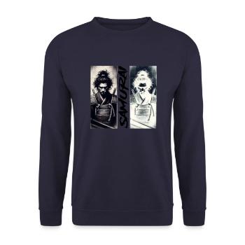 Samurai - Unisex Pullover - Navy - Vorne - Alina (178cm) & Michal (187cm)