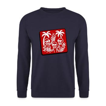 Urlaub Party Skelett Bier Team - Unisex Pullover - Navy - Vorne - Alina (178cm) & Michal (187cm)