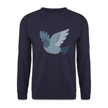 Fliegende Stadttaube Tauben - Unisex Pullover - Navy - Vorne - Alina (178cm) & Michal (187cm)