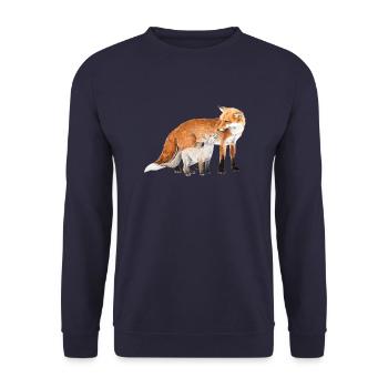 Füchse - Unisex Pullover - Navy - Vorne - Alina (178cm) & Michal (187cm)