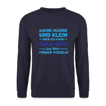 Meine Hände sind klein - Unisex Pullover - Navy - Vorne - Alina (178cm) & Michal (187cm)