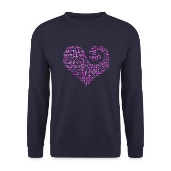 sweet sixteen - heart - Unisex Sweatshirt - navy - Front - Alina (178cm) & Michal (187cm)