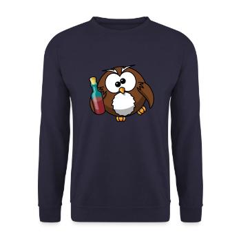 Betrunkene Eule - Unisex Pullover - Navy - Vorne - Alina (178cm) & Michal (187cm)