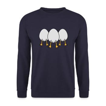 Chick In Egg Crew - Unisex Sweatshirt - navy - Front - Alina (178cm) & Michal (187cm)