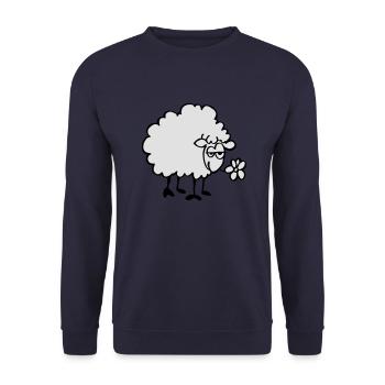 Mouton avec fleur - Sweat-shirt Unisexe - marine - Devant - Alina (178cm) & Michal (187cm)
