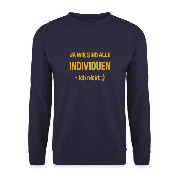Alle Individuen Ich nicht Geschenkidee - Unisex Pullover - Navy - Vorne - Alina (178cm) & Michal (187cm)