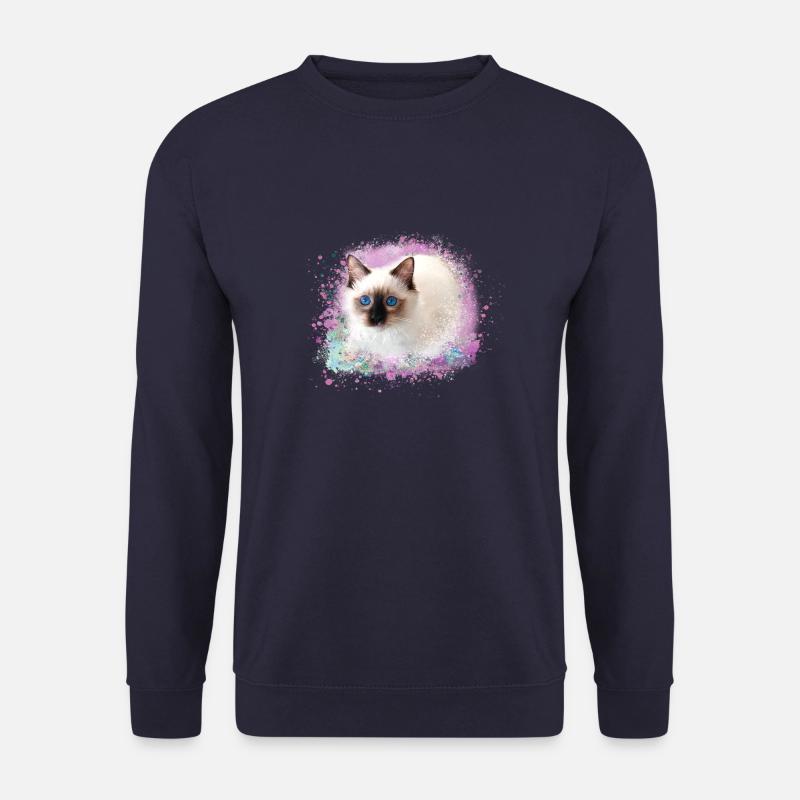 katze, rosa,aquarell ,malerei,graffiti,kätzchen - Unisex Pullover - Navy