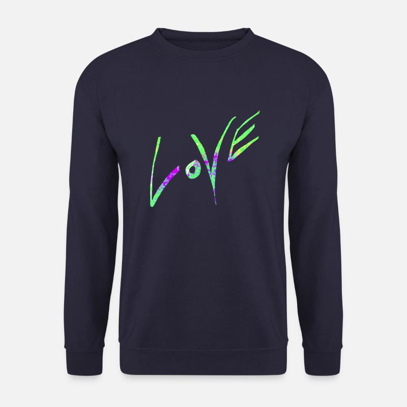 Love neon green - Unisex Pullover - Navy