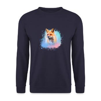 fuchs ,Graffiti, Malerei,fuchs ,aquarell - Unisex Pullover - Navy - Vorne - Alina (178cm) & Michal (187cm)