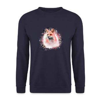fuchs ,Graffiti, Malerei,fuchs ,aquarell - Unisex Pullover - Navy - Vorne - Alina (178cm) & Michal (187cm)