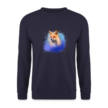 fuchs ,Graffiti, Malerei,fuchs ,aquarell - Unisex Pullover - Navy - Vorne - Alina (178cm) & Michal (187cm)