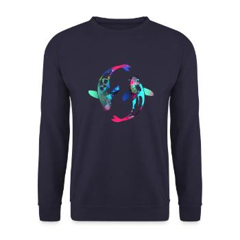 koi,koi carp,fish, colorful,graffiti - Unisex Sweatshirt - navy - Front - Alina (178cm) & Michal (187cm)
