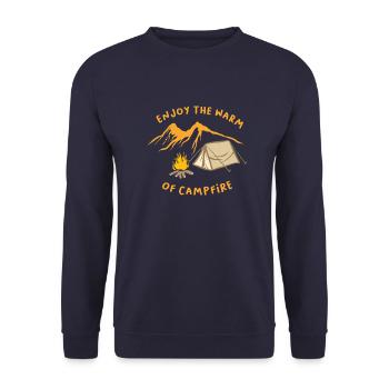 Enjoy the Warm of Campfire - Unisex Sweatshirt - navy - Front - Alina (178cm) & Michal (187cm)