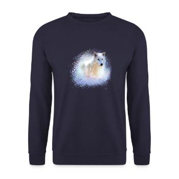 loup, bleu, chien, husky, chien, peinture, graffiti - Sweat-shirt Unisexe - marine - Devant - Alina (178cm) & Michal (187cm)