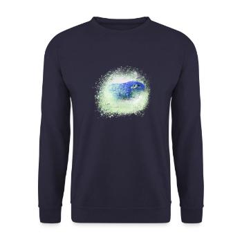 meerschweinchen, graffiti,malerei,blau,gelb - Unisex Pullover - Navy - Vorne - Alina (178cm) & Michal (187cm)