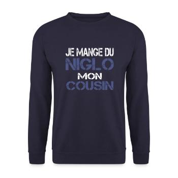 Je mange du Niglo - Sweat-shirt Unisexe - marine - Devant - Alina (178cm) & Michal (187cm)