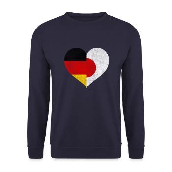 Allemagne Japon Flag Heart Vintage Football 2022 - Sweat-shirt Unisexe - marine - Devant - Alina (178cm) & Michal (187cm)