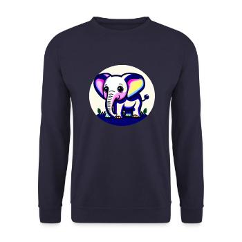 Kleiner Elefant Cartoon niedlich Liebe Abenteuer 4 - Unisex Pullover - Navy - Vorne - Alina (178cm) & Michal (187cm)