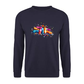 bunte Pillen - Unisex Pullover - Navy - Vorne - Alina (178cm) & Michal (187cm)