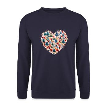 Minimalist christmas colorful heart - Unisex Sweatshirt - navy - Front - Alina (178cm) & Michal (187cm)