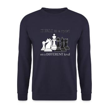 SCHACH IST EIN ANDERES NIVEAU - Unisex Pullover - Navy - Vorne - Alina (178cm) & Michal (187cm)