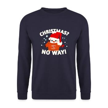 Funny Christmas Penguin - Unisex Sweatshirt - navy - Front - Alina (178cm) & Michal (187cm)