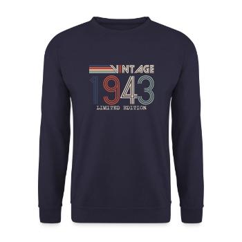 Vintage 1943 Cadeau Anniversaire - Millésime 1943 - Sweat-shirt Unisexe - marine - Devant - Alina (178cm) & Michal (187cm)