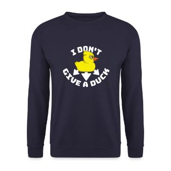 Lustig Ich gebe keine Ente Gummienten Sarkasmus - Unisex Pullover - Navy - Vorne - Alina (178cm) & Michal (187cm)