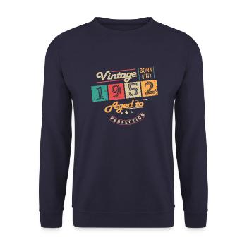 Original 1952 Jahrgang - 1952 Geburtstagsgeschenk - Unisex Pullover - Navy - Vorne - Alina (178cm) & Michal (187cm)