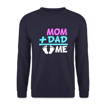 Mom Plus Dad Me Schwanger Bauch Schwangerschaft - Unisex Pullover - Navy - Vorne - Alina (178cm) & Michal (187cm)