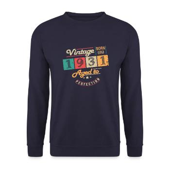 Original 1931 Jahrgang - 1931 Geburtstagsgeschenk - Unisex Pullover - Navy - Vorne - Alina (178cm) & Michal (187cm)