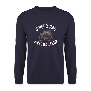 J'peux pas, j'ai tracteur - Sweat-shirt Unisexe - marine - Devant - Alina (178cm) & Michal (187cm)