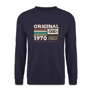 55th Birthday Original April Vintage 1970 - Unisex Sweatshirt - navy - Front - Alina (178cm) & Michal (187cm)