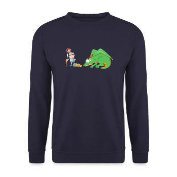 Ritter und Drache - Unisex Pullover - Navy - Vorne - Alina (178cm) & Michal (187cm)