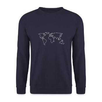 Weltkarte - Unisex Pullover - Navy - Vorne - Alina (178cm) & Michal (187cm)