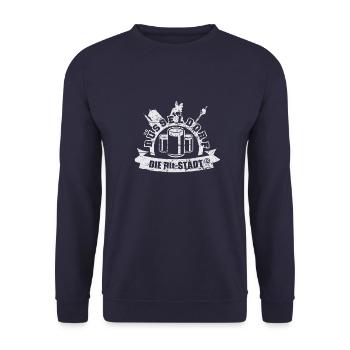 Alt-Stadt Düsseldorf - Unisex Pullover - Navy - Vorne - Alina (178cm) & Michal (187cm)