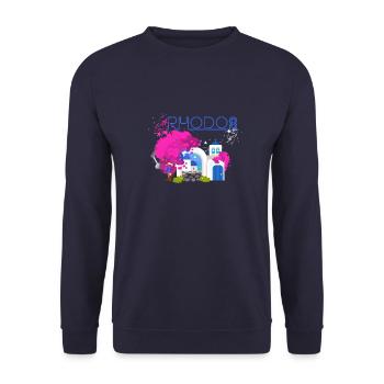rhodos,greece,bild,landschaft,blumen,kollage - Unisex Pullover - Navy - Vorne - Alina (178cm) & Michal (187cm)
