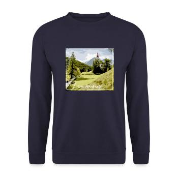 Das Obernbergtal,landschaft,berge,kirche,tirol - Unisex Pullover - Navy - Vorne - Alina (178cm) & Michal (187cm)