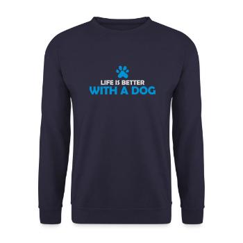better with a dog - Unisex Pullover - Navy - Vorne - Alina (178cm) & Michal (187cm)