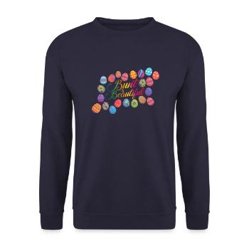 Ostern Bunt is Beautiful - Unisex Pullover - Navy - Vorne - Alina (178cm) & Michal (187cm)