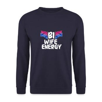LGBTQ Bi Wife Energy Gay Pride Bisexual Pride - Unisex Sweatshirt - navy - Front - Alina (178cm) & Michal (187cm)