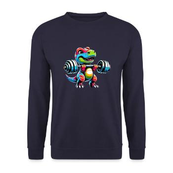 Trex Dinosaur Dumbbells Dumbbells Lifting Dumbbell - Unisex Sweatshirt - navy - Front - Alina (178cm) & Michal (187cm)