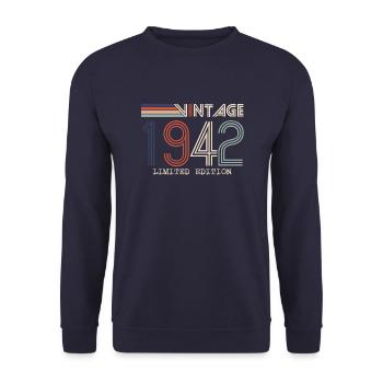 Vintage 1942 Anniversary Gift - Vintage 1942 - Unisex Sweatshirt - navy - Front - Alina (178cm) & Michal (187cm)
