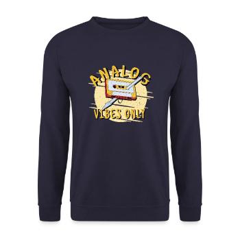 Analog Vibes Only - Music Lover Gift - Unisex Sweatshirt - navy - Front - Alina (178cm) & Michal (187cm)