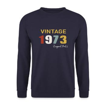 Originalteile 1973 - Geschenk zum 51-jährigen Jubiläum - Unisex Pullover - Navy - Vorne - Alina (178cm) & Michal (187cm)
