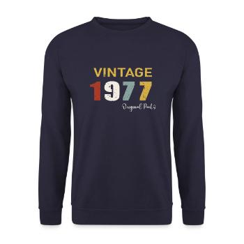 Original parts 1977 - 47 Years Anniversary Gift - Unisex Sweatshirt - navy - Front - Alina (178cm) & Michal (187cm)