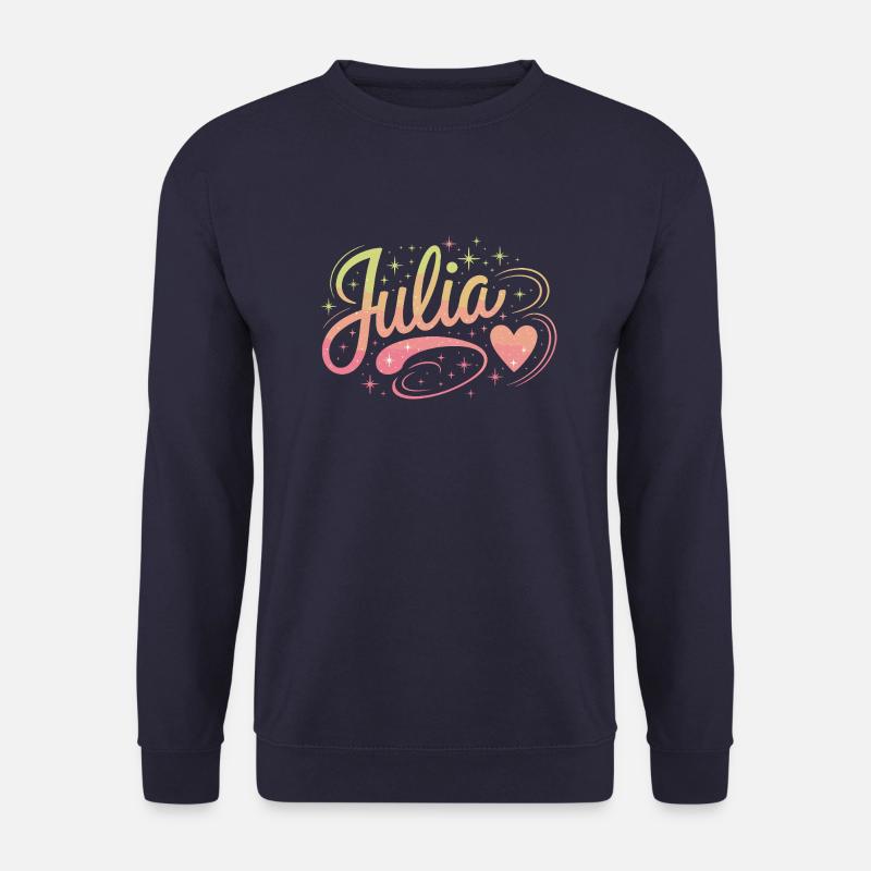 Julia: Funkelnder Name mit Herz - Unisex Pullover - Navy