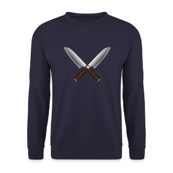 Gekreuzte Messer - Unisex Pullover - Navy - Vorne - Alina (178cm) & Michal (187cm)