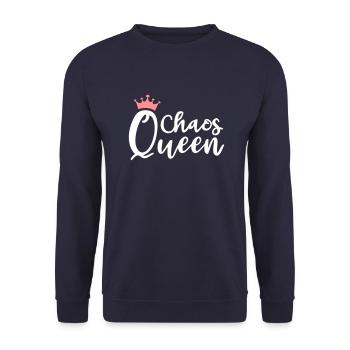 Chaos Queen Chaotin messy crown queen mess - Unisex Sweatshirt - navy - Front - Alina (178cm) & Michal (187cm)